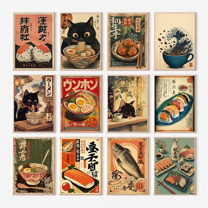Japanese Lifestyle And Food - Póster Vintage japonés de rollos de